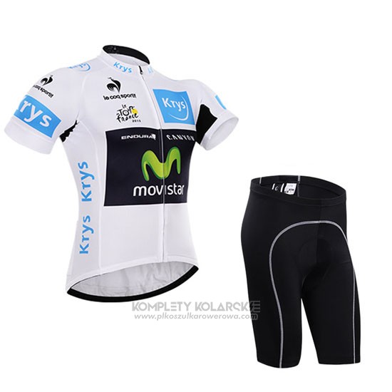 2015 Odziez Rowerowa Movistar Lider Bialy Krotkie Rekawy i Rowerowe Szelkach